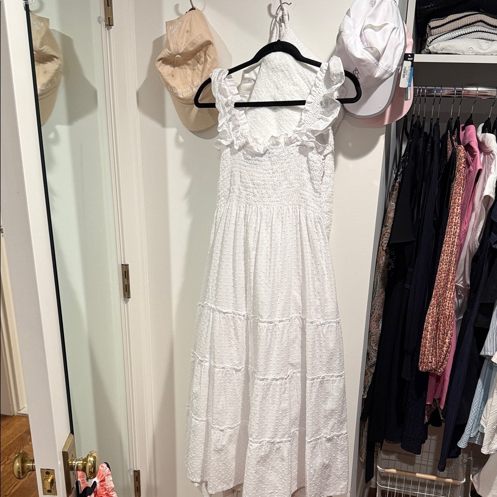 Hill House White Ruffle Strap Maxi Dress
